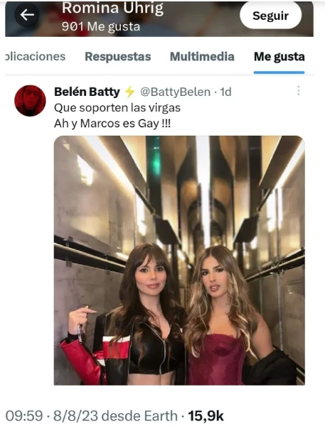 Romina Uhrig se burló de Marcos y su sexualidad