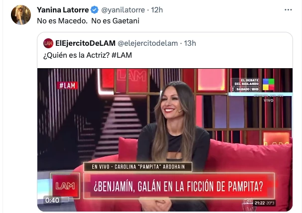 LOS NOMBRES QUE DIERON VUELTA FUERON LOS DE MACEDO, GATEANI Y OREIRO. YANINA LATORRE DESCARTÓ LOS DOS PRIMEROS. UNO MAS UNO ES IGUAL A DOS, ¿NO?