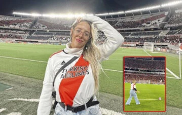 Tremendo blooper: Nati Jota pateó una pelota en el Monumental y protagonizó un momento que nadie olvidará