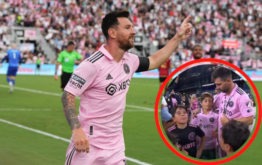 Lionel Messi y el peculiar juego con su hijo Mateo durante los festejos del Inter Miami