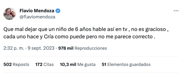 La indignación de Flavio Mendoza con la hija de Floppy Tesouro