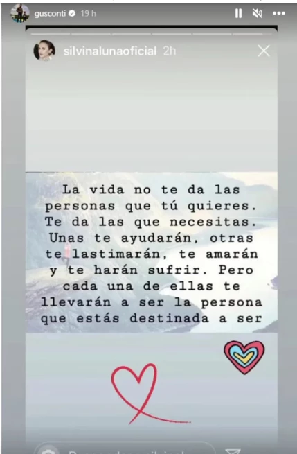 El mensaje de Silvina Luna que subió Gustavo Conti