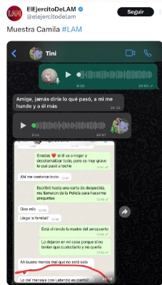 Los chats de Camila Lattanzio y Juliana Diaz