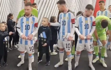 El tierno gesto de Messi y Dibu Martínez con un nene antes del partido con Ecuador que emocionó a todo el mundo