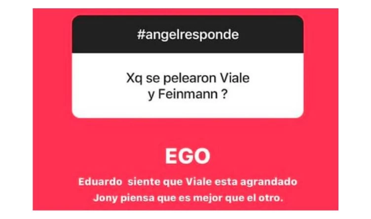 La picante respuesta la compartió en una historia de Instagram donde le responde las preguntas que sus seguidores le hacen.