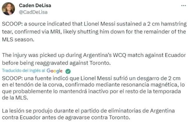Preocupante información sobre Lionel Messi