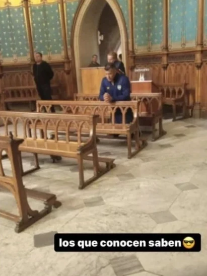 Jorge Almirón en la Basílica de Luján