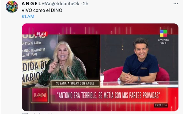 ANGEL DE BRITO SE PERMITIO BROMEAR CON EL TEMA DEL FAMOSO "VIVO" CON SUSANA. ES PREFERIBLE, REIR QUE LLORAR.