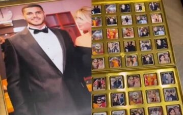Mauro Icardi mostró cómo son los bombones que le regalaron con su cara y la de Wanda Nara