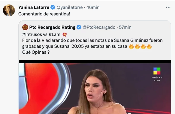 YANINA LATORRE SE SUMO A ANGEL DE BRITO Y SE DESPACHO FUERTE CONTRA FLORENCIA.