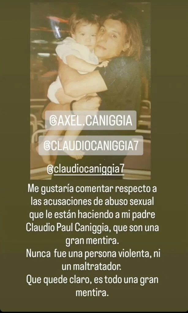 Alex Caniggia defendió a su padre de las denuncias de Mariana Nannis