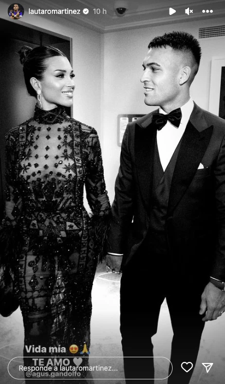 La foto que subió Lautaro Martínez junto a su esposa