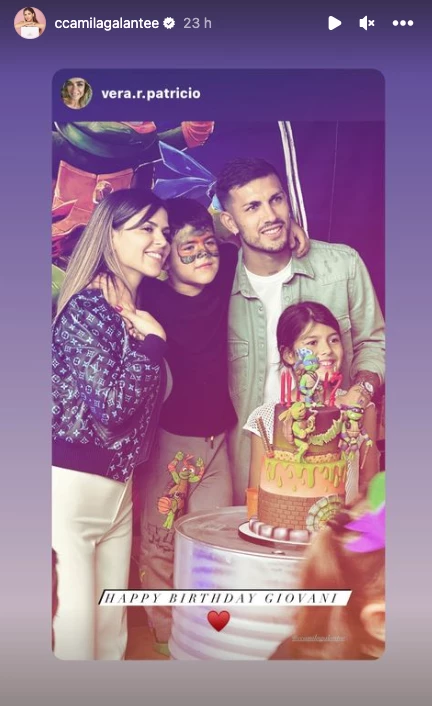 Paredes y su mujer en el cumpleaños de su hijo