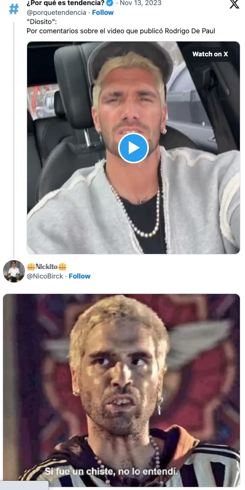 El jugado look de Rodrigo de Paul