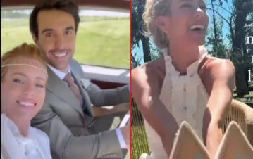 La frase que Nicole Neumann le puso a sus zapatos y cartera en la boda: qué significa