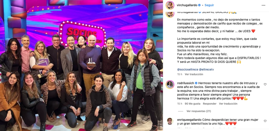 La despedida de Virginia Gallardo en Socios del espectáculo