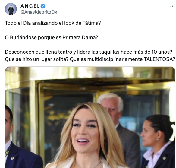 ANGEL DE BRITO DEFENDIO A FATIMA FLOREZ DE LAS CRITICAS QUE RECIBIO.