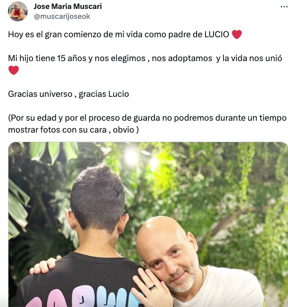 Muscari presentó a su hijo Lucio con este tuit