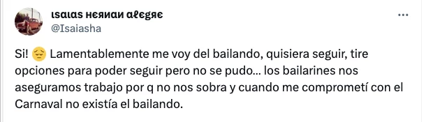 EL COREOGRAFO ISAIAS HERNAN ALEGRE, UN HISTORICO DEL BAILANDO, ANUNCIO QUE SE BAJA DEL PROGRAMA.