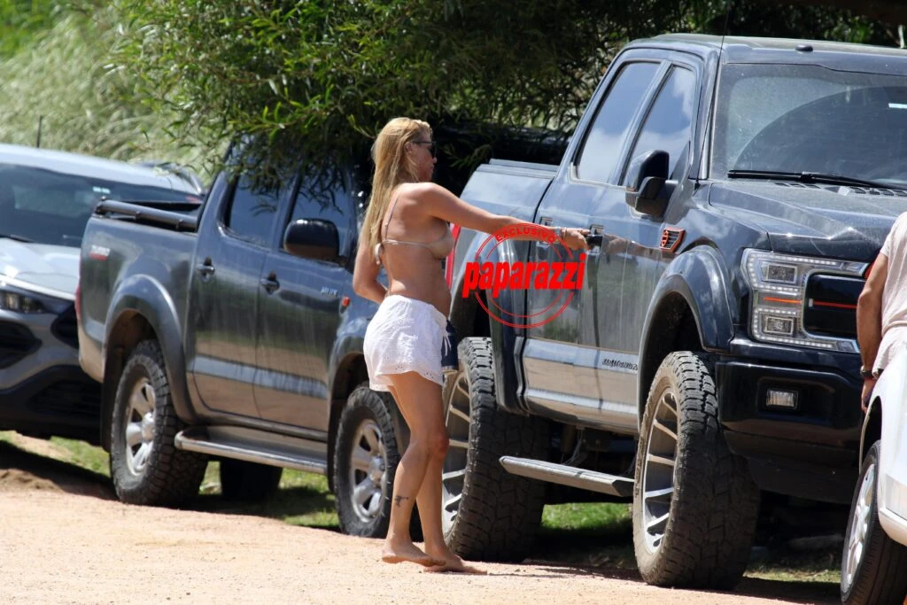 Nicole Neumann no puede abrir la camioneta