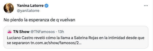 EL TUIT DE YANINA LATORRE QUE HIZO ENCENDER DE FURIA A FLOR VIGNA.