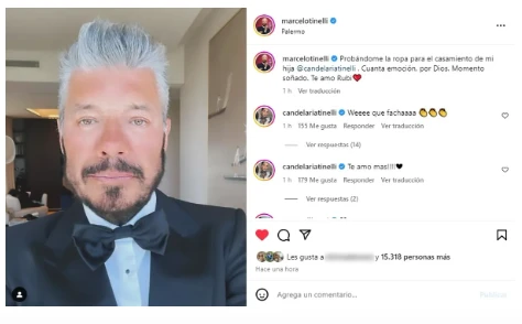 Marcelo Tinelli mostró el traje que usará en la boda de Cande