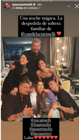 La despedida de soltera de Cande Tinelli con su familia