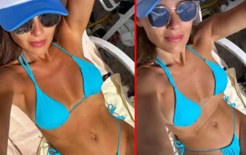 El destape de Pampita durante sus vacaciones en Miami con una microbikini celeste