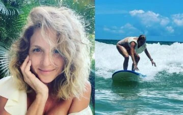 Carla Peterson se fue de vacaciones a Brasil y se animó a domar las olas: las fotos