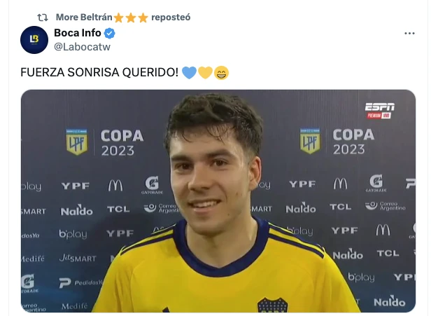 Morena Beltrán apoyando a Lucas Blondel
