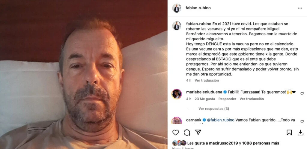 ¡ES QUERIDO! TODO EL AMBITO DEL PERIODISMO DESEA QUE RUBINO SE RECUPERE.