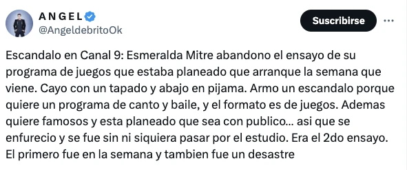 El escándalo de Esmeralda Mitre en Canal 9