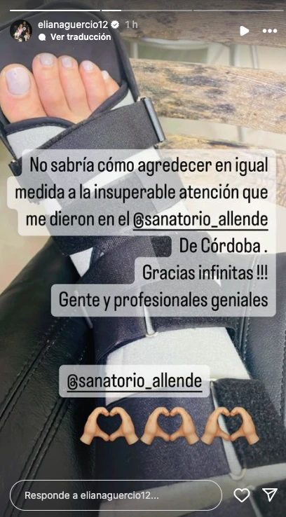 Así quedó el pie de Eliana Guercio