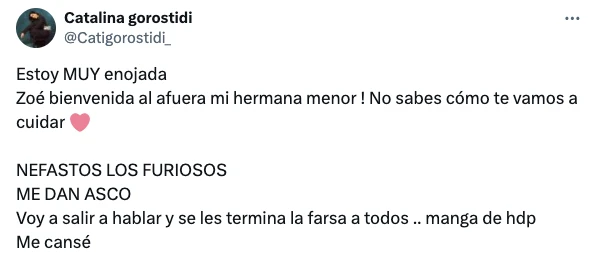 QUE TIENE PARA DECIR CATALINA TRAS LA ELIMINACION DE ZOE. ¡AGARRATE!