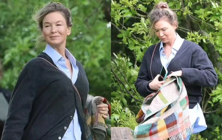renée zellweger en el rodaje de bridget jones.
