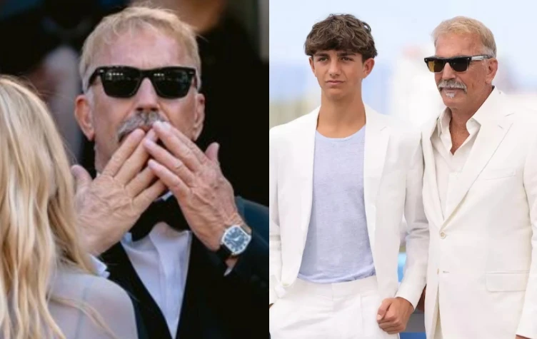 kevin costner y su hijo Hayes en Cannes.