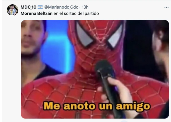 UN CLASICO: EL HOMBRE ARAÑA DICIENDO "ME INVITO UN AMIGO".