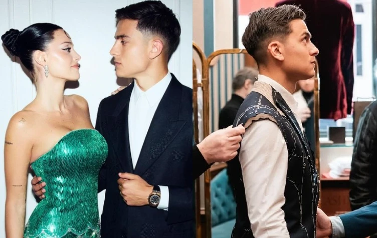 dybala mostró su traje de boda con oriana sabatini.