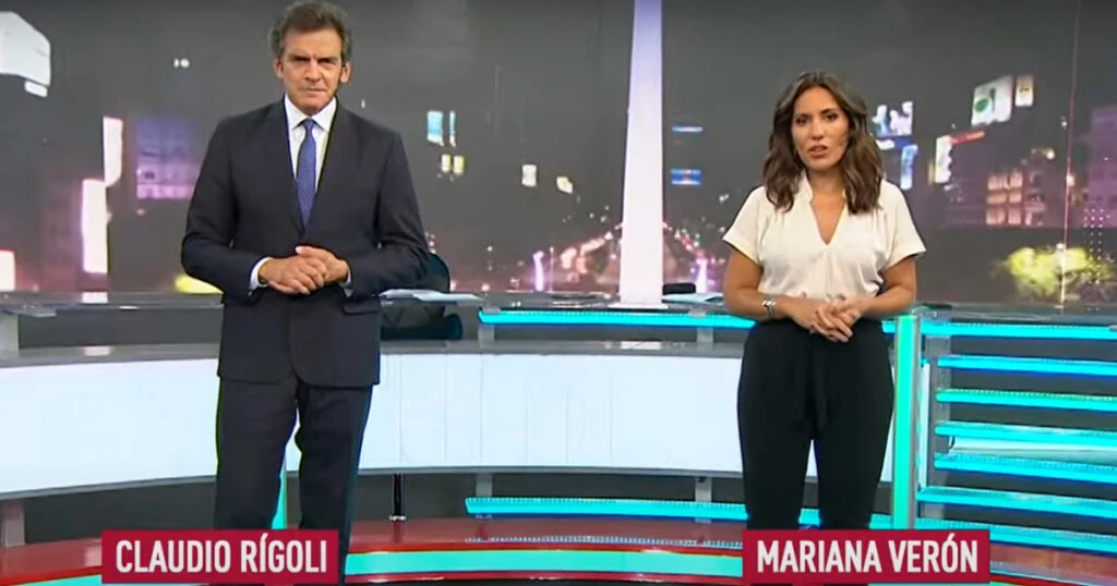 MARIANA VERON CONDUCE TELENUEVE CENTRAL JUNTO A CLAUDIO RIGOLI.