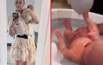 Así bañan Nicole Neumann y su marido a Cruz, su primer hijo: "Momento de paz"