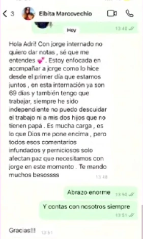 EL MENSAJE DE ELBA MARCOVECCHIO A SOCIOS DEL ESPECTACULO.