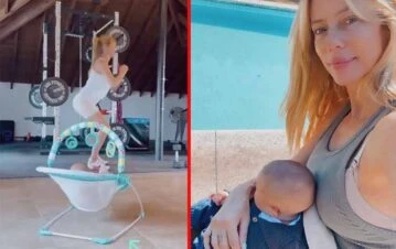 Nicole Neumann mostró cómo es el gym de su casa donde entrena con su hijo Cruz
