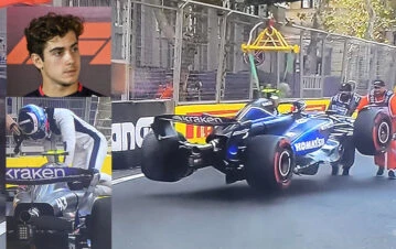 ¡Chocó Colapinto! Cómo quedaron Franquito y el auto después del tremendo palo en el callejero de Bakú