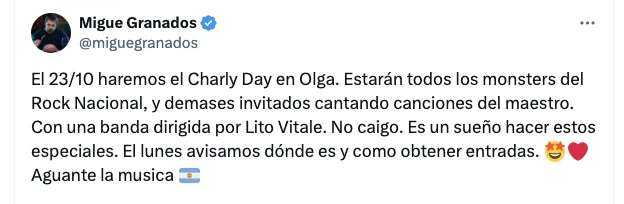 El importante anuncio de Migue Granados