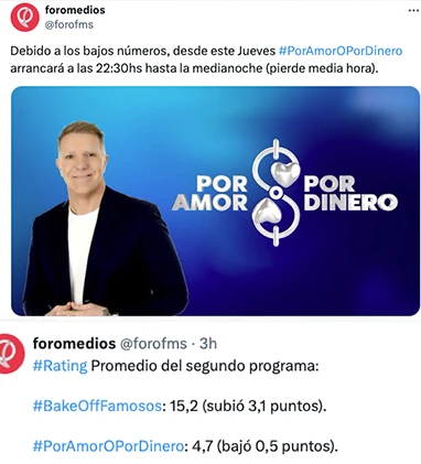 POR AMOR O POR DINERO NO RINDIO Y YA LO CAMBIAN DE HORARIO.
