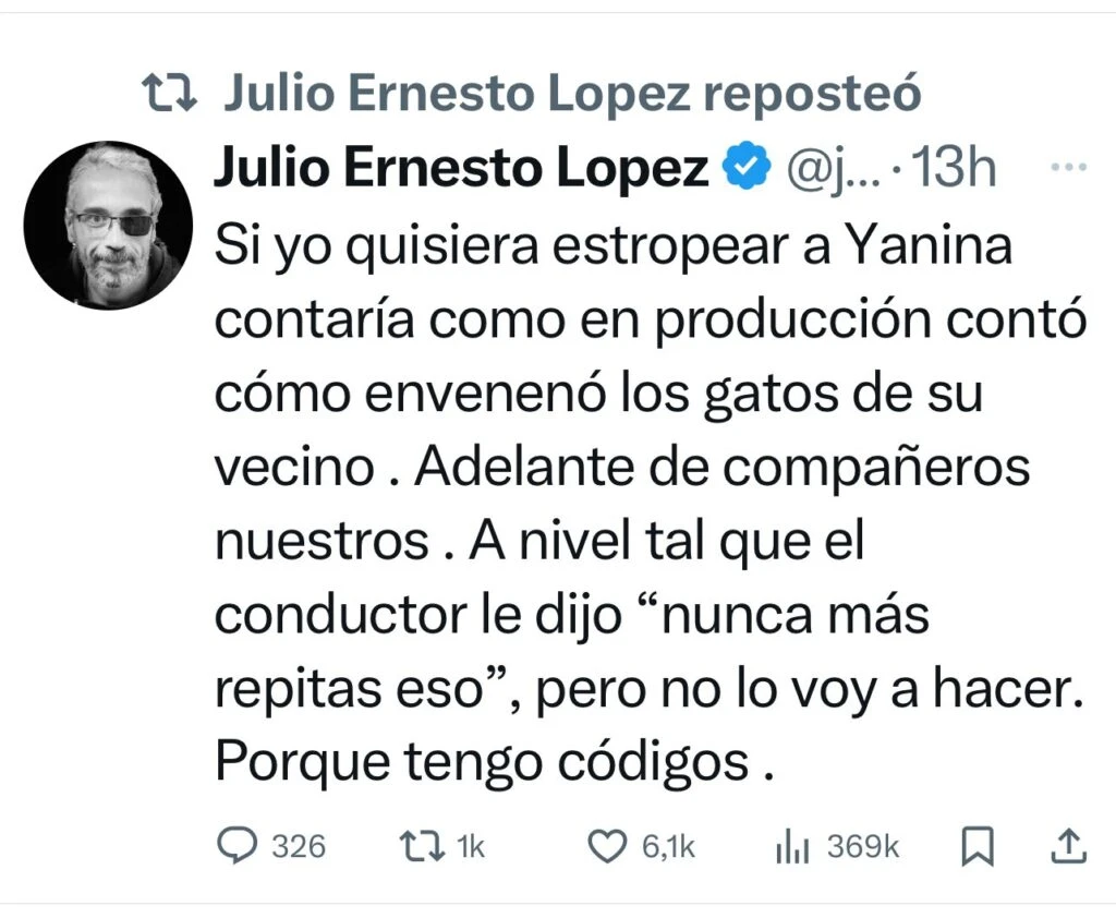 LA GRAVE ACUSACION DE LOPEZ CONTRA YANINA LATORRE.