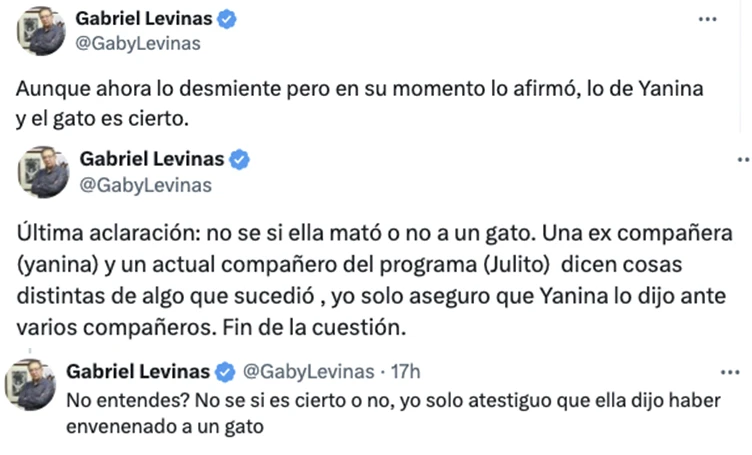 GABRIEL LEVINAS CONFIRMO QUE YANINA LATORRE CONTO QUE ENVENENO GATOS.