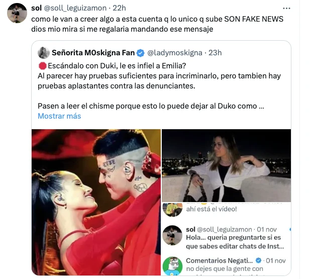 El escándalo de Duki y Emilia Mernes