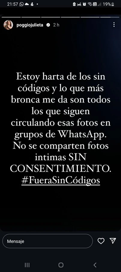 JULIETA POGGIO EXPLOTO DE BRONCA TRAS LA FILTRACION DE FOTOS INTIMAS.