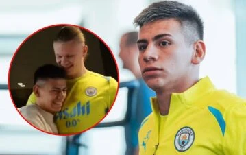 El video viral del Diablito Echeverri conociendo a Haaland en el Manchester City: "Después te saco a pasear"